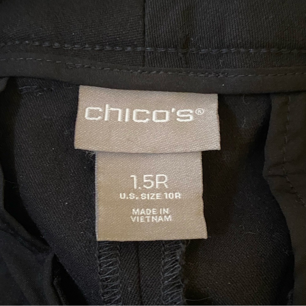 Chicos Size 1.5R US 10 M Black Slim Fit Belt Loop Dress Pant Trouser Career Wear - Picture 5 of 6